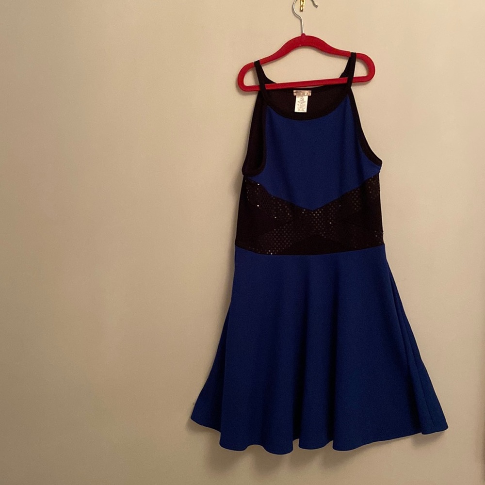 Brand New Sally Miller Blue And Black Cutout Sparkle Dress in Girls Size XL